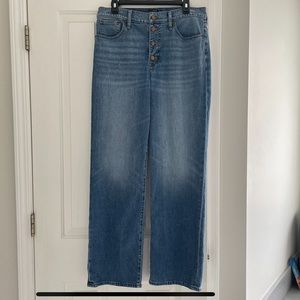 J Crew Wide Leg High Rise Exposed Button Fly Jeans 30 Tall